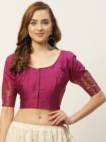 Studio Shringaar Women Purple Woven Design Saree Blouse