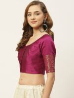 Studio Shringaar Women Purple Woven Design Saree Blouse - Image 3
