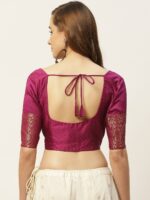 Studio Shringaar Women Purple Woven Design Saree Blouse - Image 4