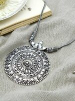 TEEJH Silver German Silver-Plated Oxidised Necklace