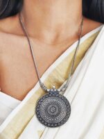 TEEJH Silver German Silver-Plated Oxidised Necklace - Image 5