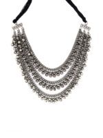 TEEJH Silver Silver-Plated Oxidised Layered Necklace - Image 2