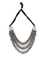 TEEJH Silver Silver-Plated Oxidised Layered Necklace - Image 3