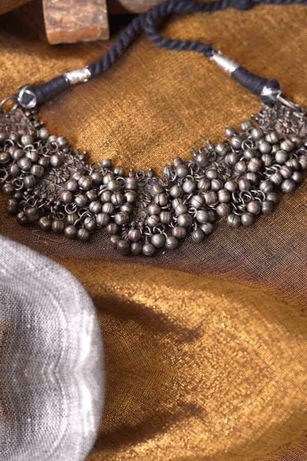 TEEJH Silver Silver-Plated Oxidised Necklace