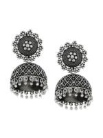 TEEJH Silver-Toned Dome Shaped Jhumkas Earrings - Image 2