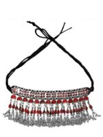 TEEJH Silver-Toned & Red Silver-Plated Oxidised Necklace - Image 2