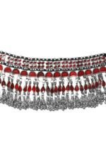 TEEJH Silver-Toned & Red Silver-Plated Oxidised Necklace - Image 3