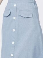 Tokyo Talkies Women Blue Solid Casual-Fit A-Line Midi Skirt - Image 6