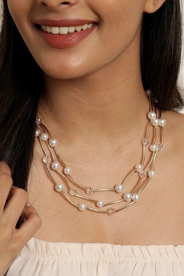 ToniQ Gold-Toned & White Gold-Plated Layered Necklace