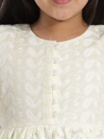 VASTRAMAY Girls Yellow Angrakha Pure Cotton Kurta with Trousers - Image 2