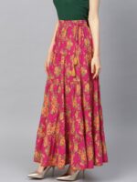 Varanga Magenta & Yellow Printed Flared Maxi Dress - Image 2