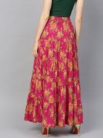 Varanga Magenta & Yellow Printed Flared Maxi Dress - Image 3