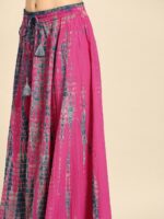 Varanga Pink and Blue Dyed Maxi Pure Cotton Flared Skirt - Image 5