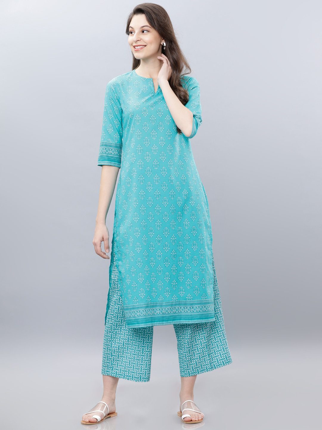 Buy Vishudh Navy Blue Floral Printed Straight Kurta with Palazzo for Women  Online at Rs855  Ketch