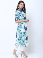 Vishudh Women Sea Green & White Printed Straight Kurta - Image 3