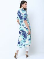 Vishudh Women Sea Green & White Printed Straight Kurta - Image 4