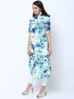 Vishudh Women Sea Green & White Printed Straight Kurta - Image 5