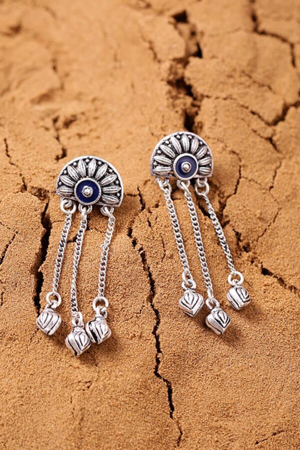 Voylla Silver-Plated Blue Contemporary Drop Earrings