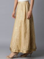 W Gold-Coloured Paisley Printed Flared Maxi Skirt - Image 3