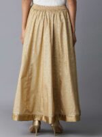 W Gold-Coloured Paisley Printed Flared Maxi Skirt - Image 4