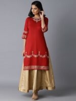 W Gold-Coloured Paisley Printed Flared Maxi Skirt - Image 5