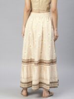 W Women Beige Printed Maxi Flared Skirt - Image 3