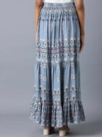 W Women Blue & White Printed Maxi Skirt - Image 4
