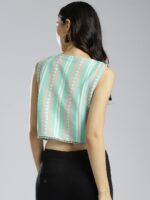 W Women Sea Green Printed Crop Top - Image 4