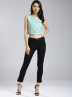 W Women Sea Green Printed Crop Top - Image 5