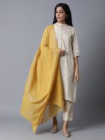 W Yellow & Gold-Toned Ethnic Motifs Printed Dupatta - Image 4