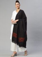 WEAVERS VILLA Women Black Woven Striped Shawl