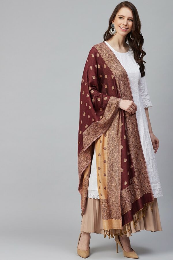 WEAVERS VILLA Women Brown & Beige Woven Design Stole