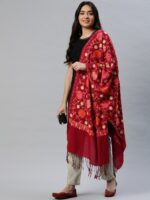 WEAVERS VILLA Women Maroon Printed Stole - Image 2