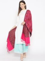 WEAVERS VILLA Women Pink & Blue Woven Design Stole