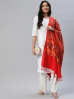 WEAVERS VILLA Women Red Printed Shawl - Image 2