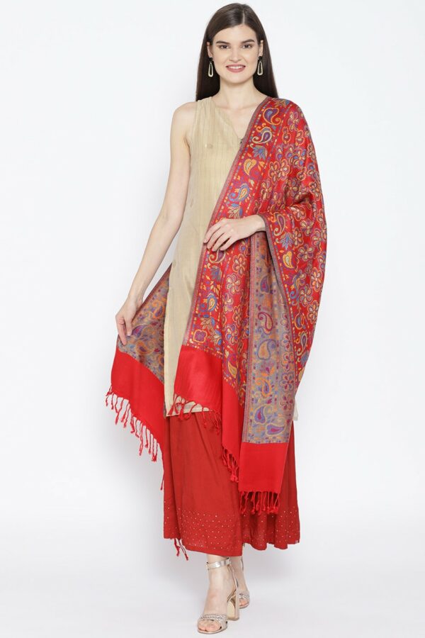 WEAVERS VILLA Women Red & Yellow Woven Design Stole