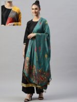 WEAVERS VILLA Women Sea Green Woven Design Stole