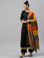 WEAVERS VILLA Women Sea Green Woven Design Stole - Image 2