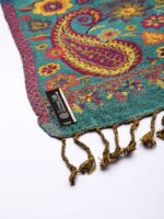 WEAVERS VILLA Women Sea Green Woven Design Stole - Image 4