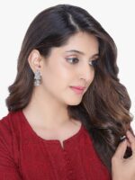 Yellow Chimes Set Of 4 Silver-Plated Jhumkas - Image 3