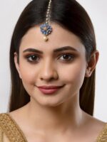 ZENEME Set Of 5 Multi Colour Gold-Plated & Stone Studded Mangtikka - Image 5