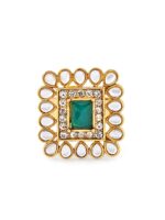 Zaveri Pearls Gold-Plated Green & Pink Kundan-Studded Temple Jewellery Set - Image 3