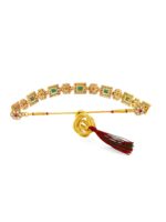 Zaveri Pearls Gold-Plated Green & Pink Kundan-Studded Temple Jewellery Set - Image 7