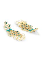 Zaveri Pearls Gold-Plated Green & White Kundan-Studded & Beaded Jewellery Set - Image 6