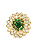 Zaveri Pearls Gold-Plated Green & White Kundan-Studded & Beaded Jewellery Set - Image 6