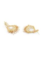 Zaveri Pearls Gold-Toned Kundan & Pearl Studded Contemporary Chandbalis - Image 6
