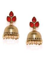 Zaveri Pearls Gold-Toned & Red Dome Shaped Jhumkas