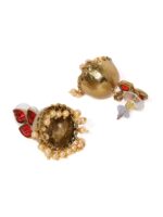 Zaveri Pearls Gold-Toned & Red Dome Shaped Jhumkas - Image 2
