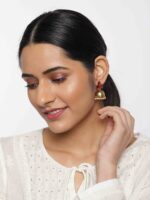 Zaveri Pearls Gold-Toned & Red Dome Shaped Jhumkas - Image 3
