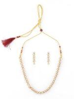 Zaveri Pearls Gold-Toned & White Contemporary Pearls Studded Jewellery Set - Image 6
